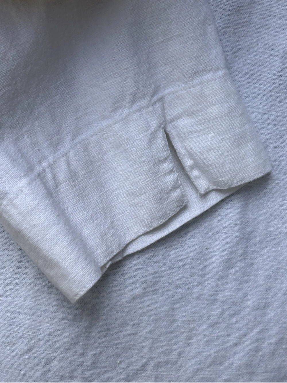 Chico's Design Linen Blend Tunic Size 2 Large Coastal White Button Front - Picture 4 of 8